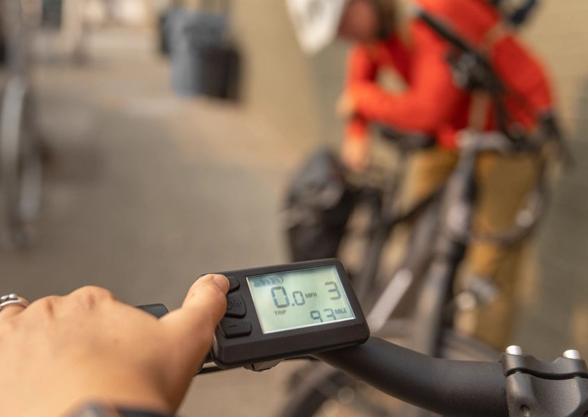 A Schwinn electric bike display screen.